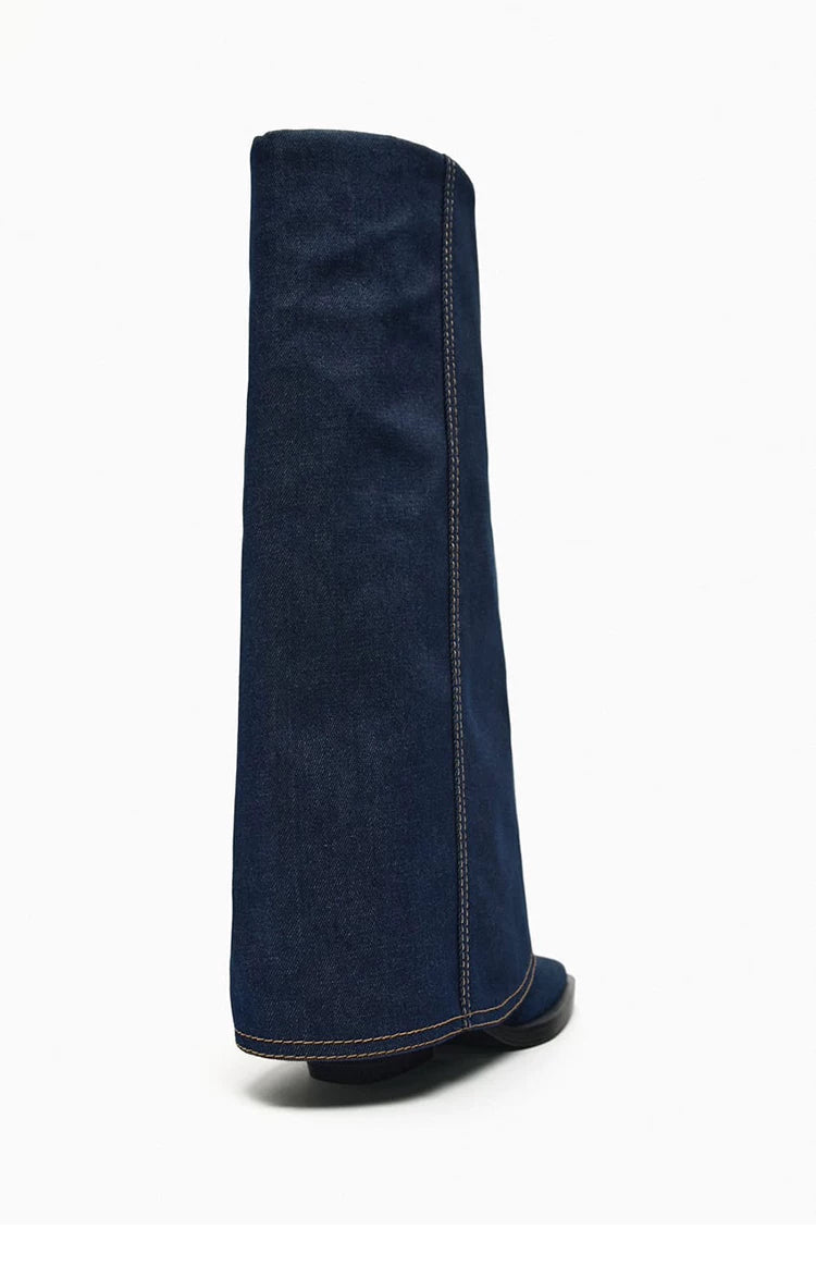 Women's Pointed Toe Block Heel Western Knee-High Boots