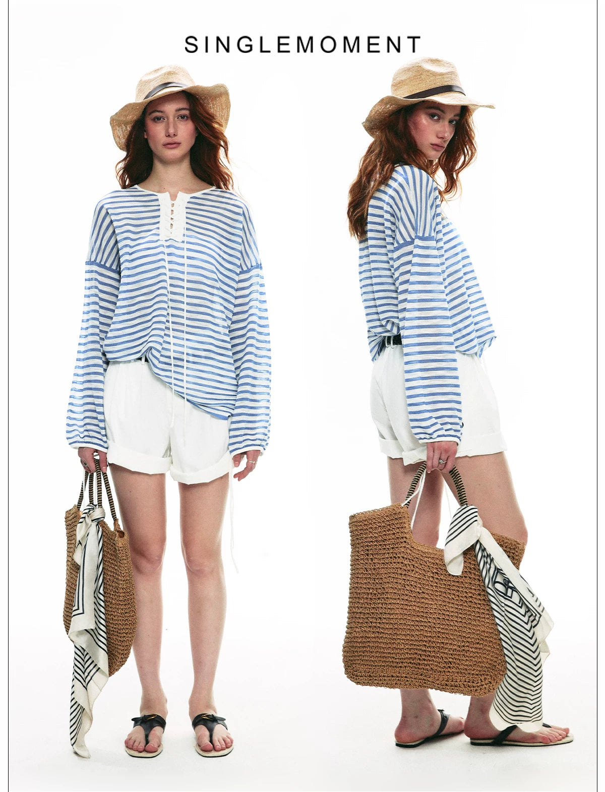Striped V Neck Knit Top