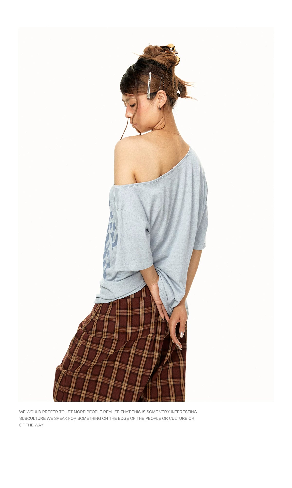 Off Shoulder Graphic T Shirt product view