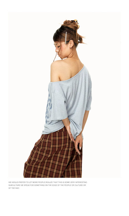 Off Shoulder Graphic T Shirt product view