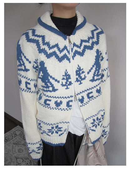 Fair-Isle-Strickpullover mit Baum-Motiv