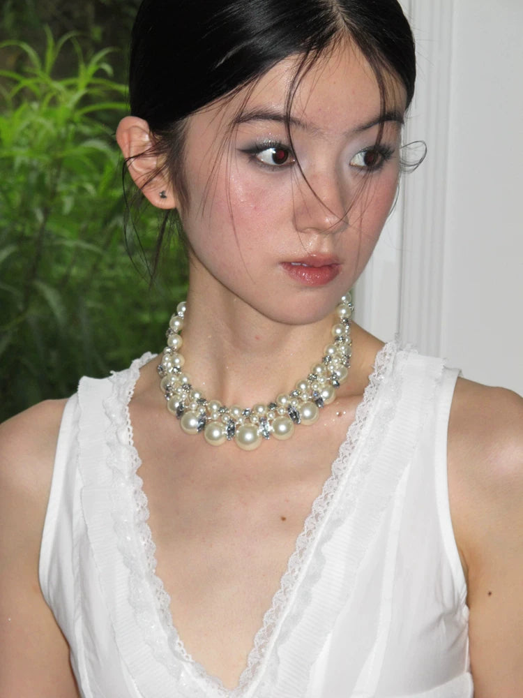Vintage-Inspired Layered Pearl Necklace – French Minimalist Statement Choker