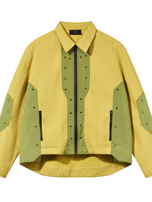 7440 37 1 Two-Tone Textured Collared Jacket