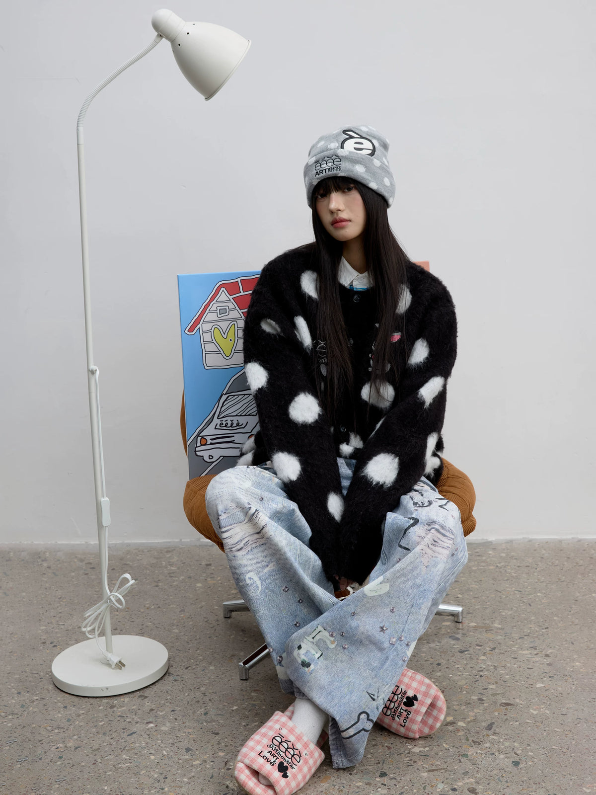 Polka Dot Knit Beanie