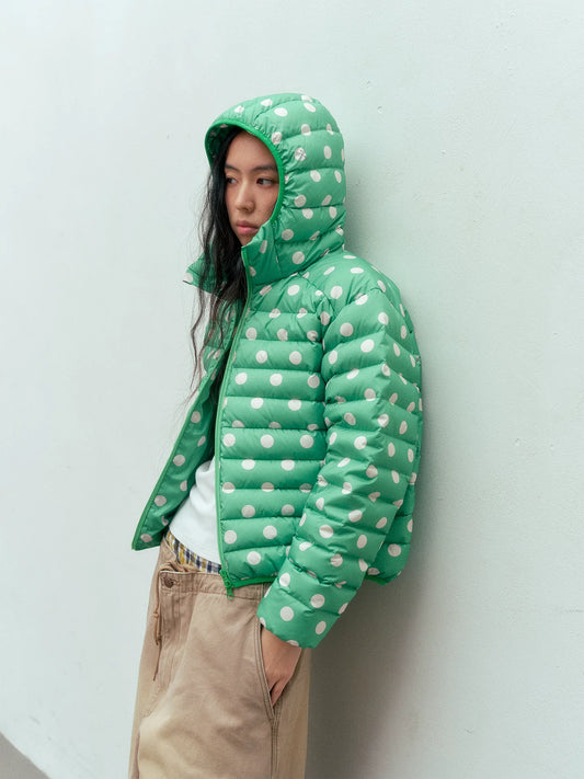 Polka Dot Down Jacket in green