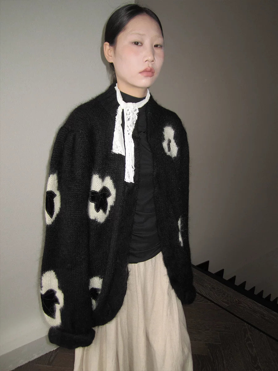 Floral Jacquard Knit Cardigan