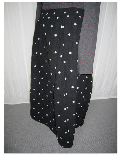 Polka-Dot High-Waist Midi Skirt