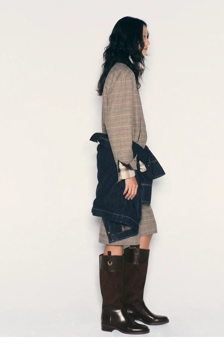 Women's Round Toe Block Heel Knee-High Boots