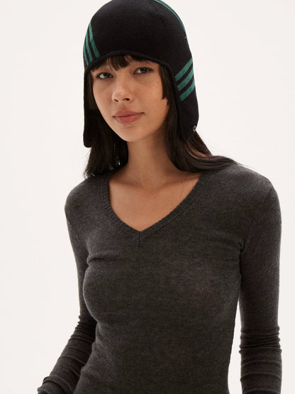 Cotton Knit Earflap Aviator Hat