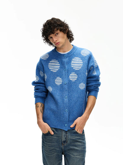 Striped Dot Knit Cardigan