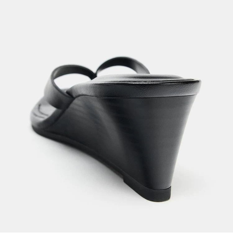 Women's Square Toe Wedge Thong Slide Sandals