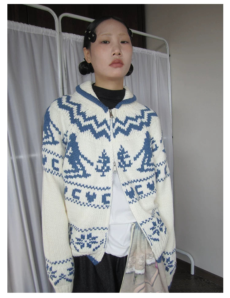 Fair-Isle-Strickpullover mit Baum-Motiv