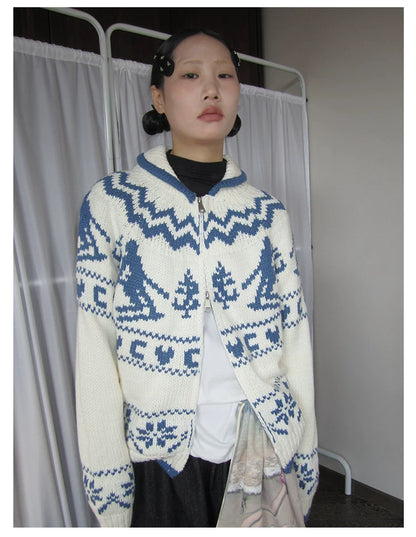 Fair-Isle-Strickpullover mit Baum-Motiv