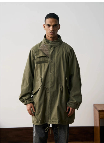Hooded Fishtail Military Parka in olive product photo