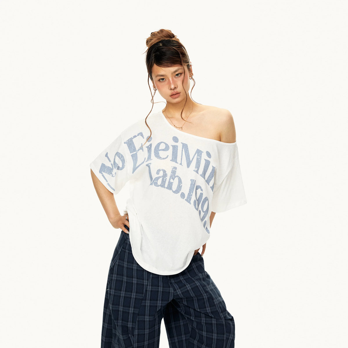 Off Shoulder Graphic T Shirt product view