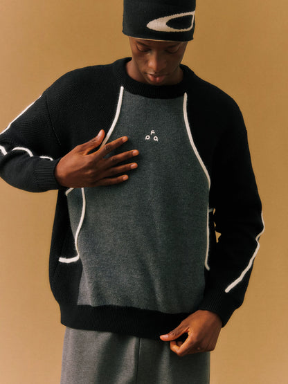 FPA Contrast Texture Arc Crew Sweater