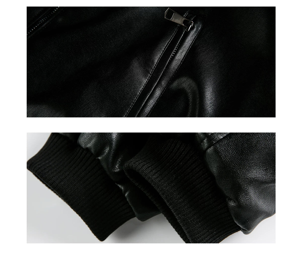 Cropped PU Leather Jacket