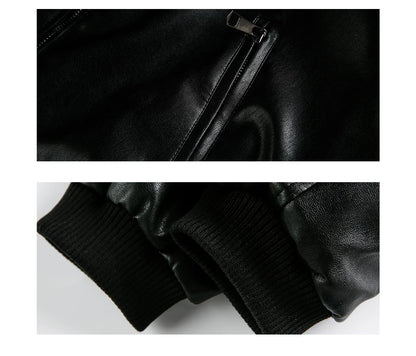 Cropped PU Leather Jacket