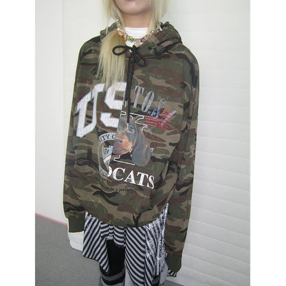 Dachshund Camo Print Hooded Sweatshirt