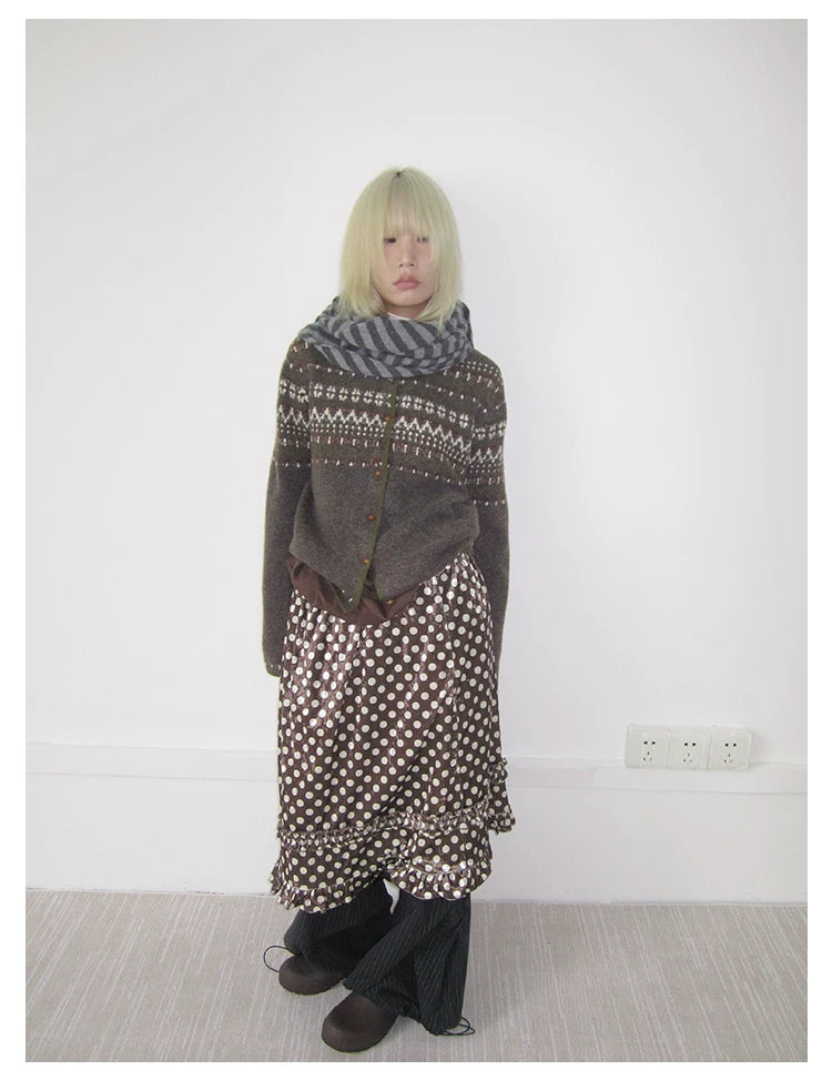 Coffee Diamond Knit Cardigan