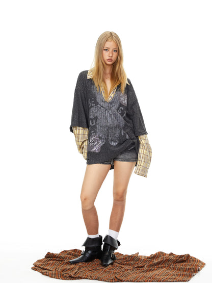 Layered Look Bear Graphic Sweatshirt product photo