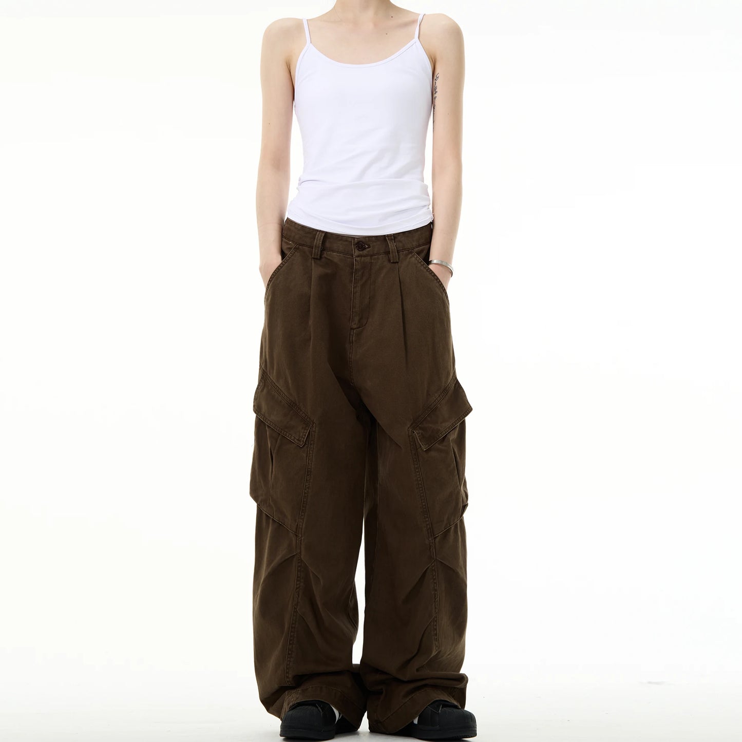 Deconstructed Cargo Wide-Leg Pants