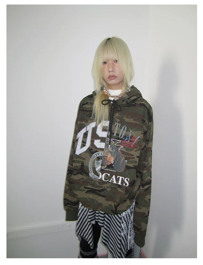 Dachshund Camo Print Hooded Sweatshirt