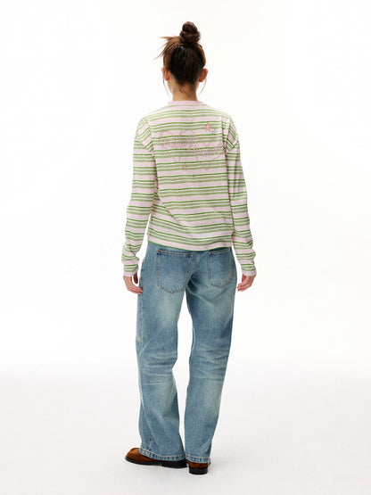 Striped Graphic Long Sleeve T-Shirt