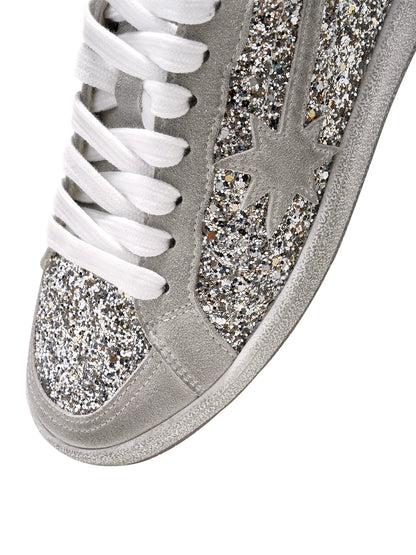 Graue Glitzer-Meteor-Distressed-Sneaker