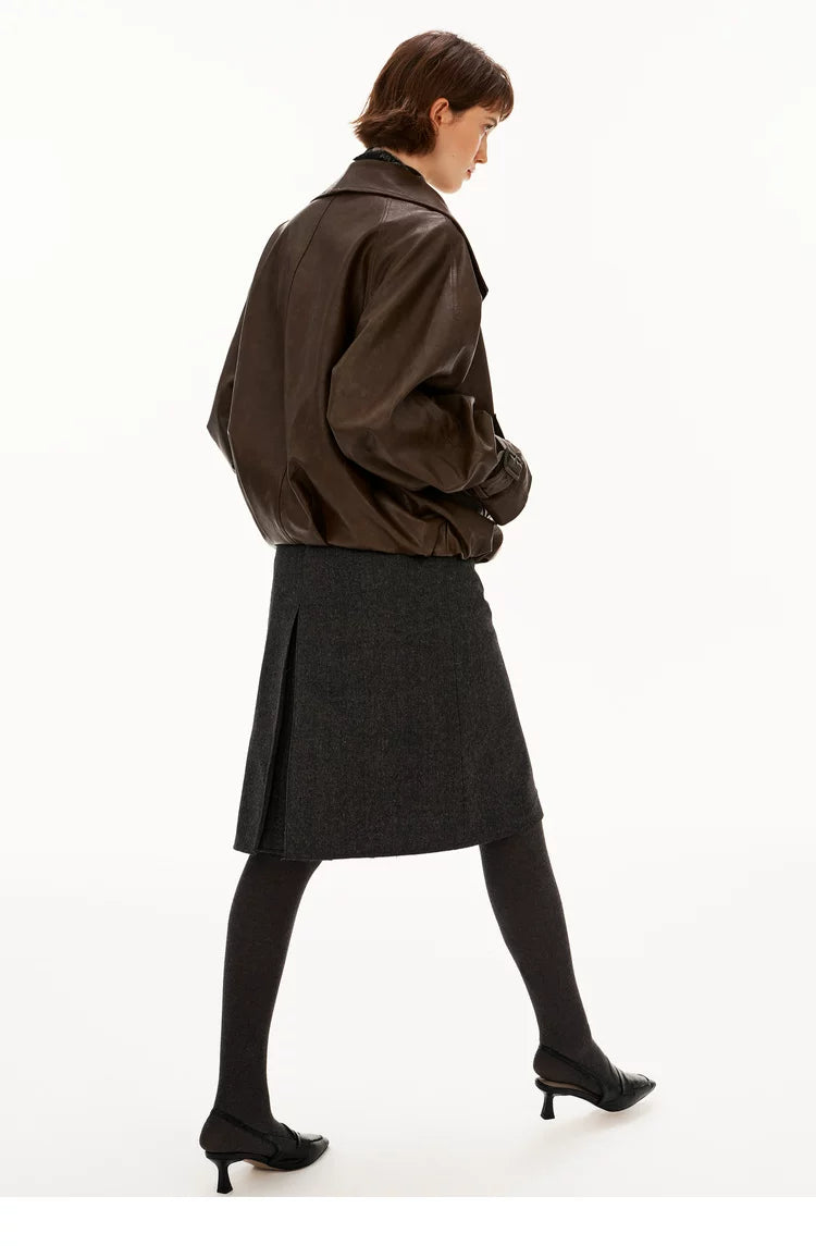 Reversible Wool-Blend A-Line Midi Skirt - 360 view 16