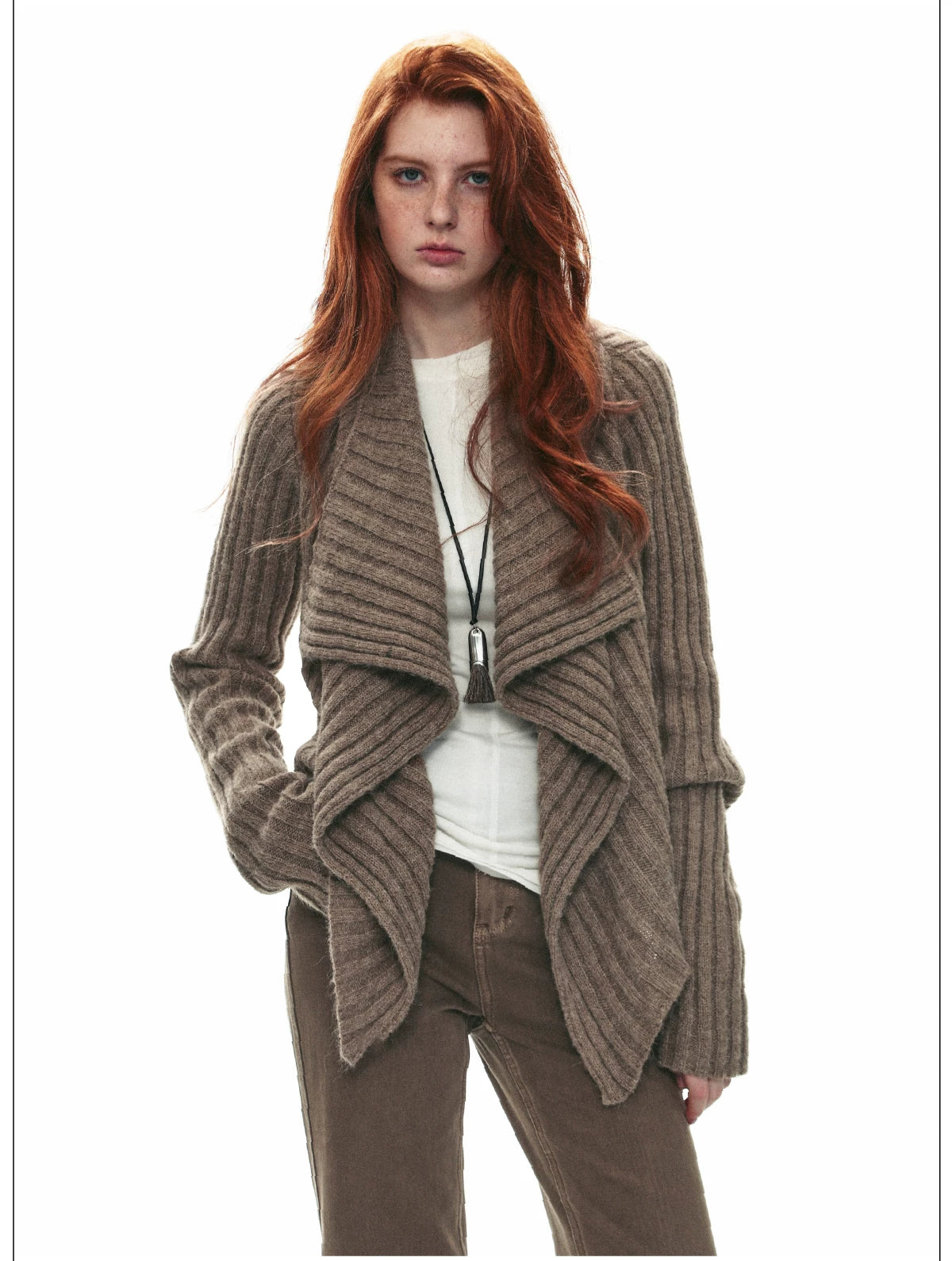 Wool-Alpaca Cable-Knit Cardigan