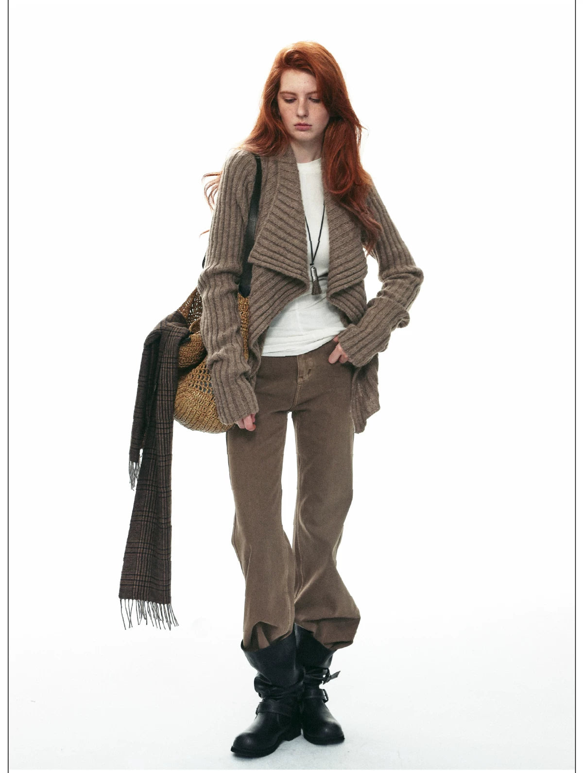 Wool-Alpaca Cable-Knit Cardigan