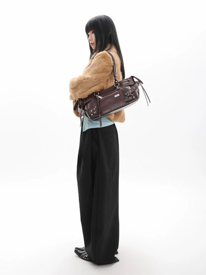 Burgundy Studded Zip Underarm Bag product photo