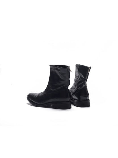 Black wrinkled leather ankle boots - back and side view