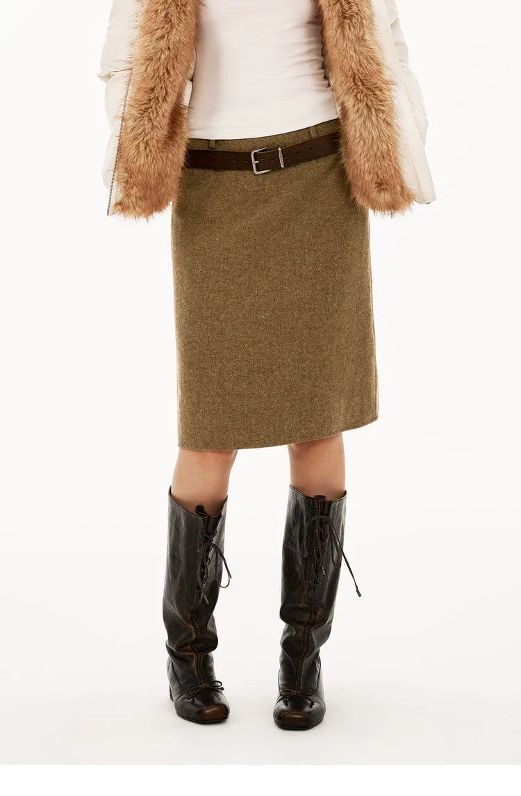 Reversible Wool-Blend A-Line Midi Skirt - 360 view 7