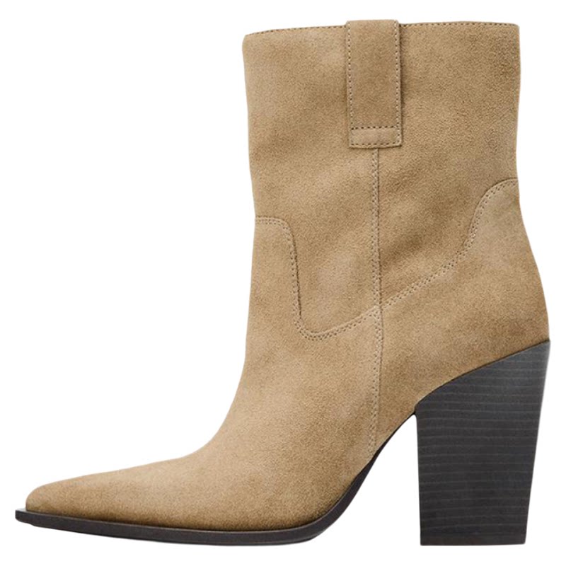 Women's Wide-Shaft Denim Heeled Ankle Boots