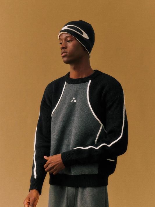 FPA Contrast Texture Arc Crew Sweater