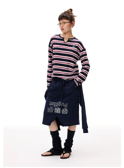 Striped V-Neck Knit Sweater
