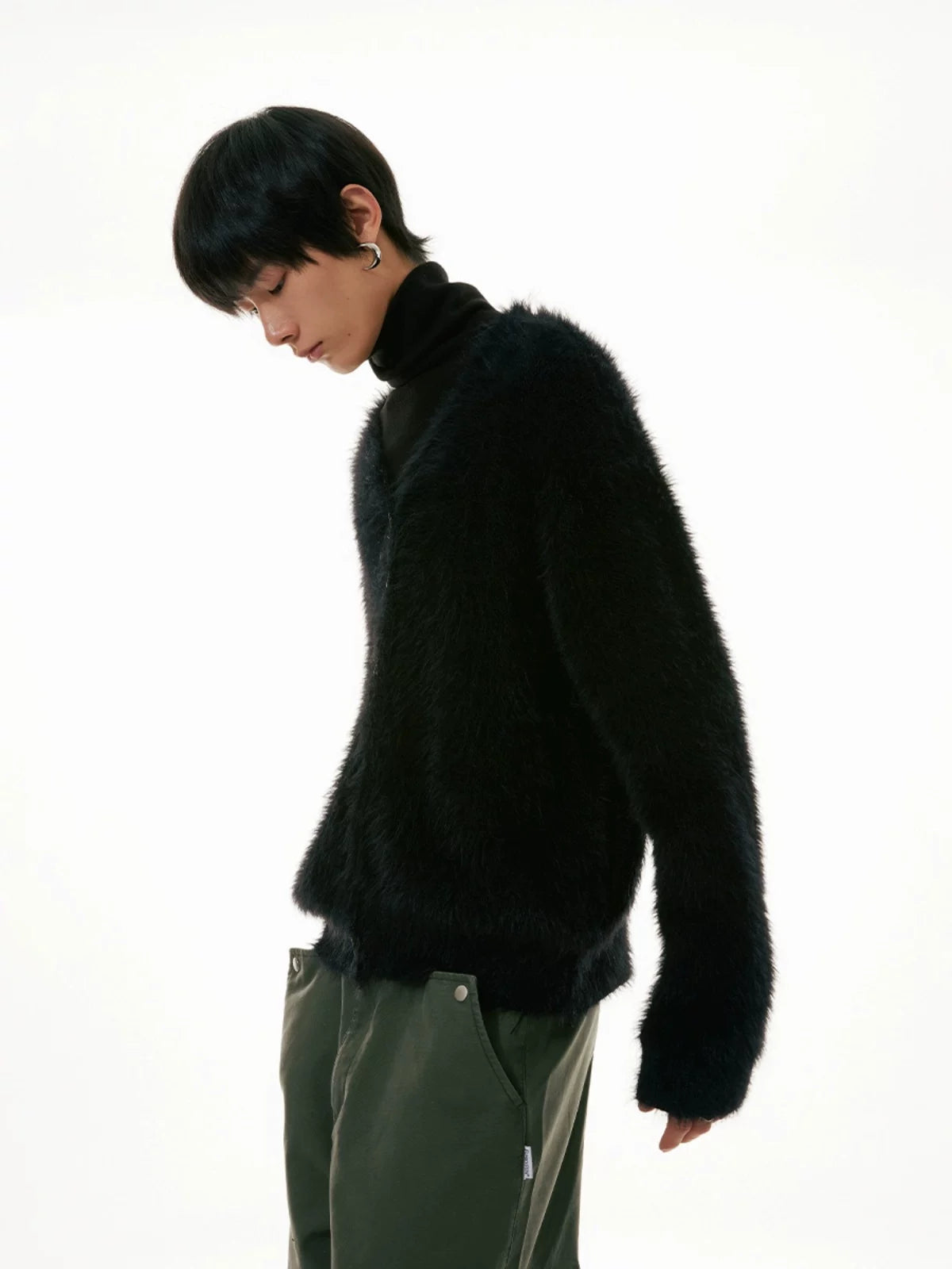 Faux Mink V-Neck Unisex Cardigan