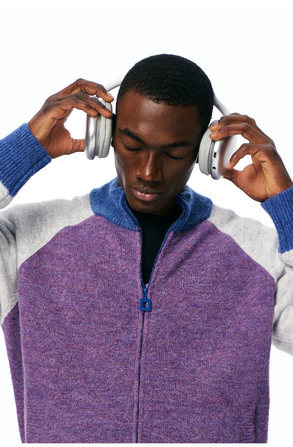 Men's Color-Block Zip Knit Cardigan product photo