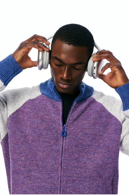 Men's Color-Block Zip Knit Cardigan product photo