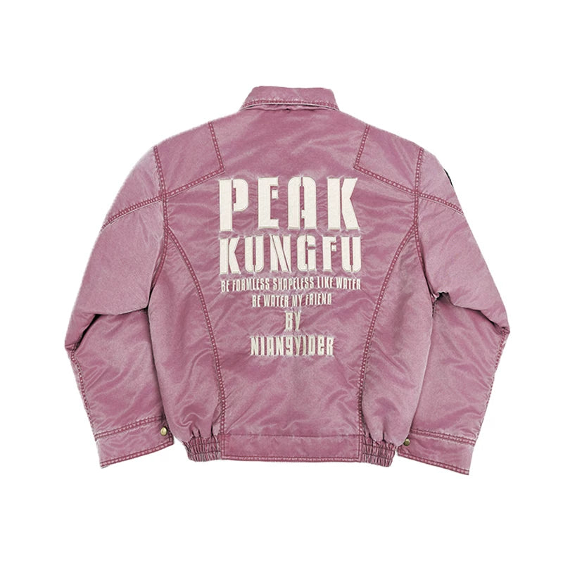 Washed Quilted Patch Embroidered Jacket