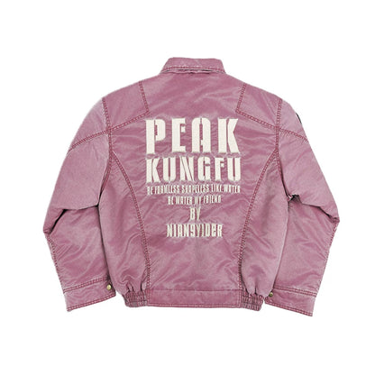 Washed Quilted Patch Embroidered Jacket