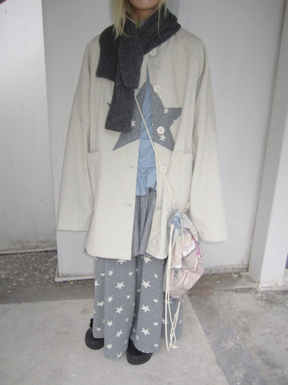 Star Print Mid-Length Button Cardigan