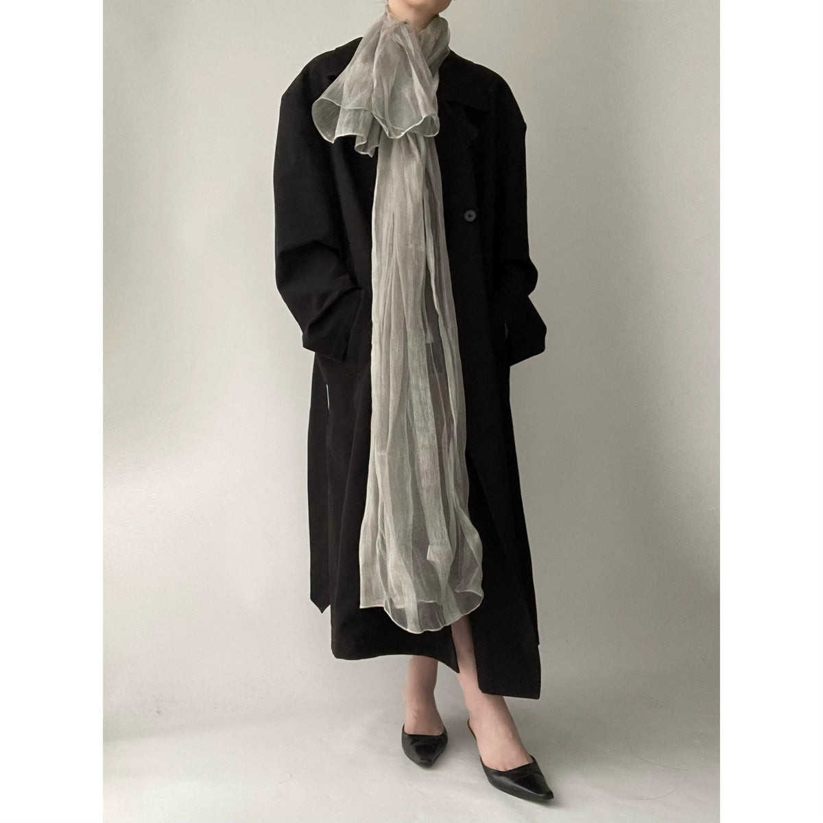 Light Gray Silk Cashmere Scarf product photo