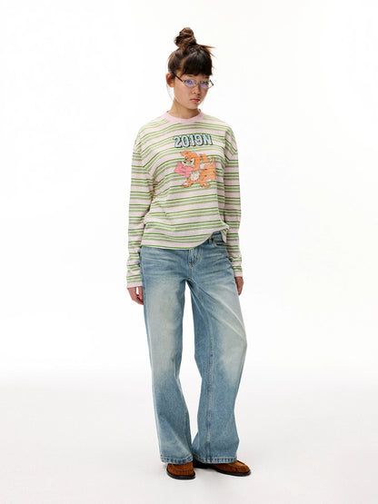 Striped Graphic Long Sleeve T-Shirt