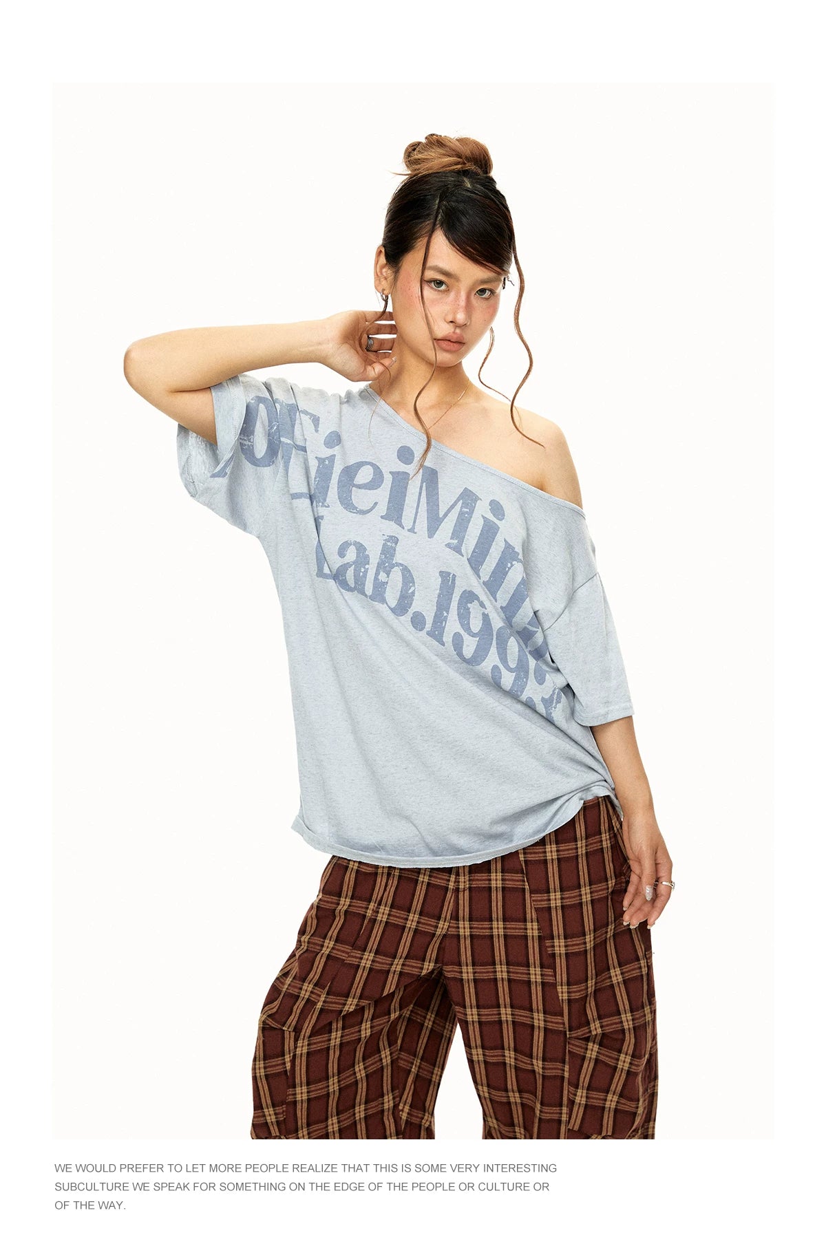 Off Shoulder Graphic T Shirt product view