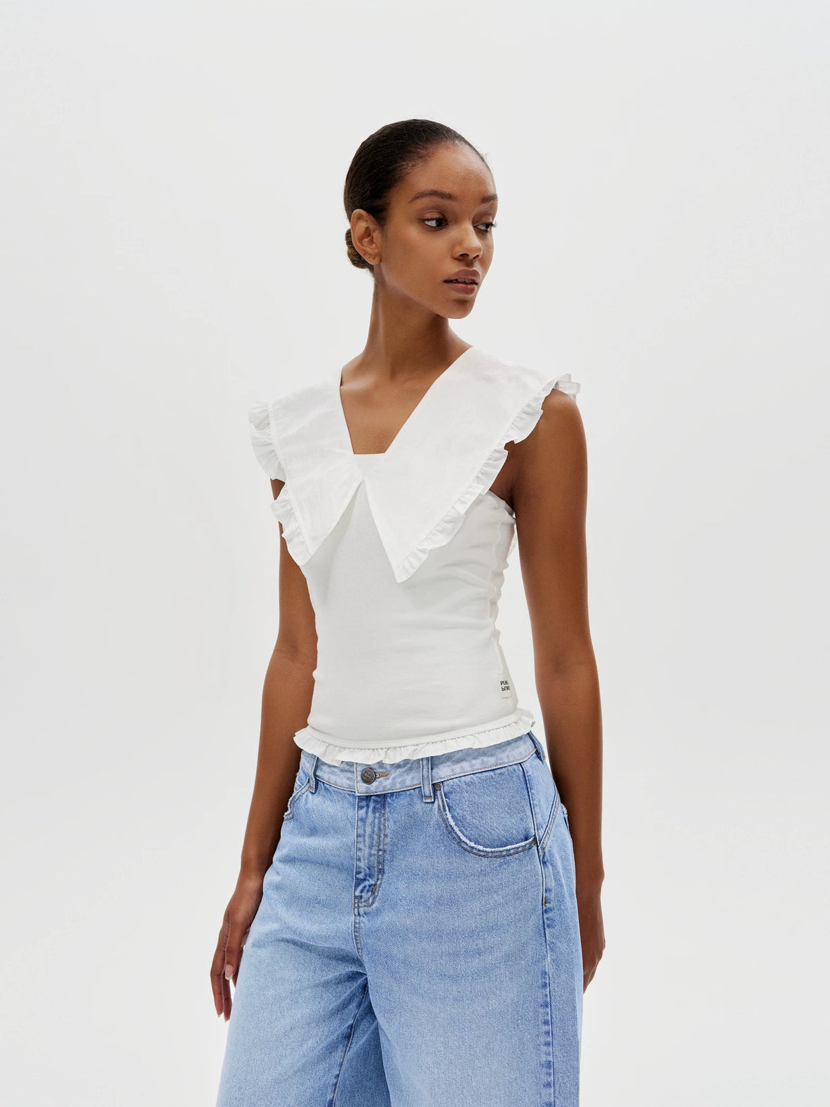Layered Ruffle V-Neck Top - 360 view 11