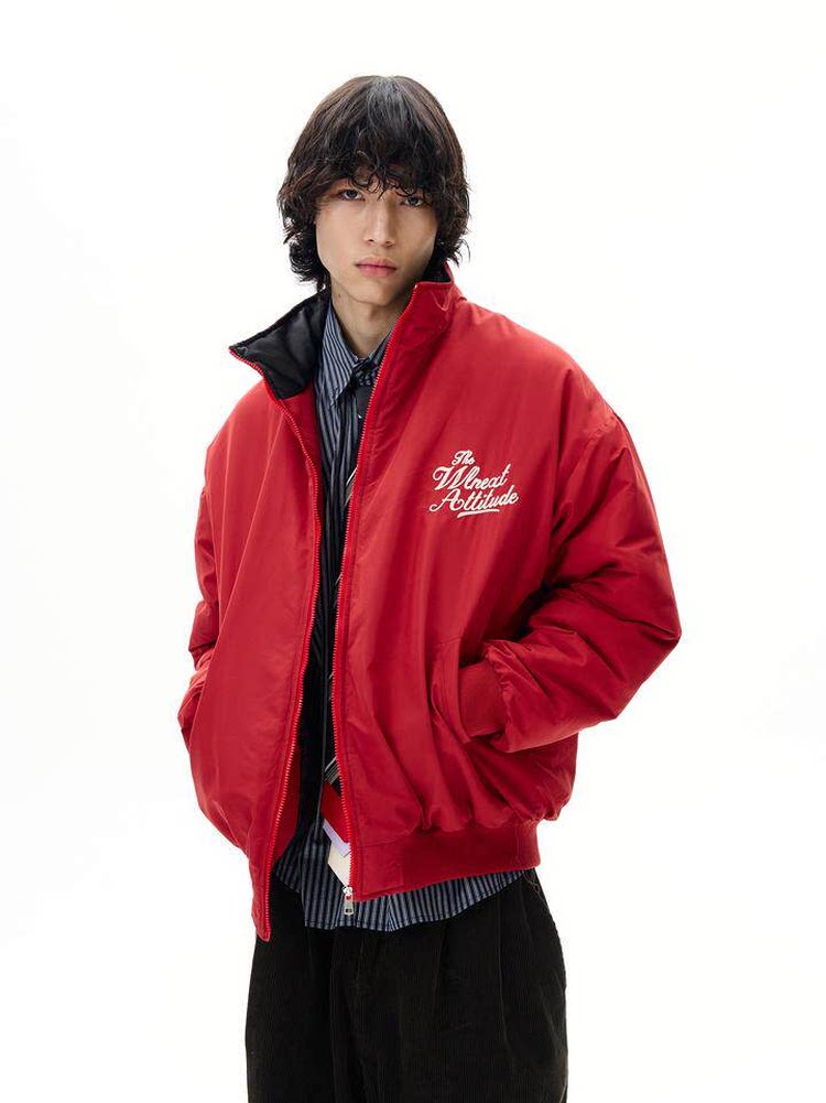 Men’s Red Embroidered Flight Jacket