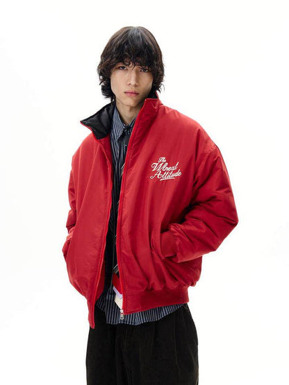Men’s Red Embroidered Flight Jacket